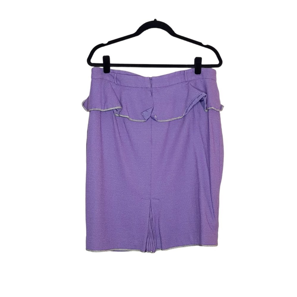 Treslise Cooper Size 16 Purple Wool Blend Frill Office Pencil Straight Skirt - Picture 2 of 4